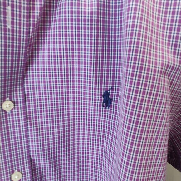 Ralph Lauren Purple Navy White 100% Cotton Button Down, 16.5 32/330 - Picture 3 of 8